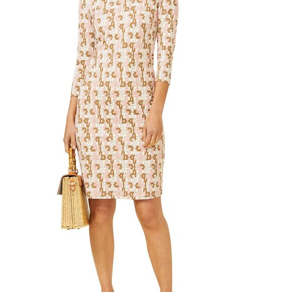 NWT J.McLaughlin • Sophia Dress in Pink/Tan Geo Print • L - Picture 1 of 11